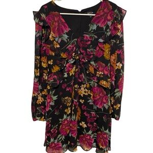 Kensie Black Dress with Pink and Orange Floral Design